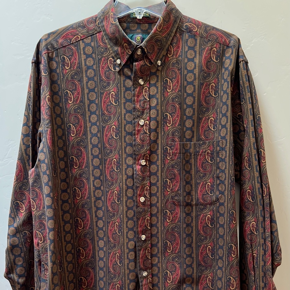 Charter Club mens long sleeved  paisley  button down  shirt XL